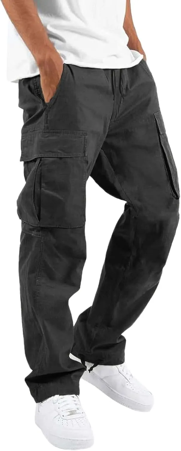 Mens Workout Cargo Sweatpants Heavyweight Mens Fashion Athletic Joggers Pants Sweatpants Trousers Cotton Cargo Pants