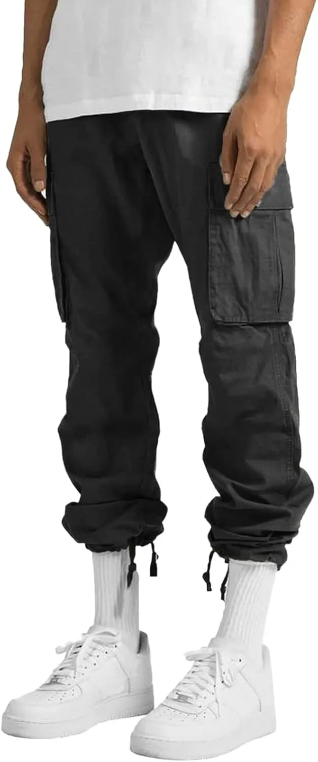 Mens Workout Cargo Sweatpants Heavyweight Mens Fashion Athletic Joggers Pants Sweatpants Trousers Cotton Cargo Pants