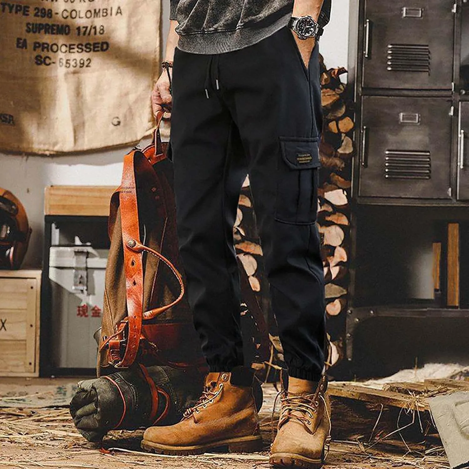 Men's Workwear Pants Spring & Autumn Fashionable Cuffed Trousers Casual and Loose Fitting with American Pants for Men