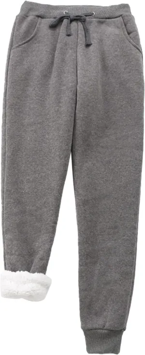 Miyaomn Shirts for Women Dressy Casual Winter Soft Comfy Warm Joggers for Women Plush Fleece Lined Drawstring Waisted Ankle Cuffed Lounge Pants with Pockets(Dark Gray,Medium)