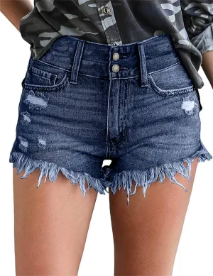 MODARANI Women's Cut Off Denim Jean Shorts Ripped Distressed