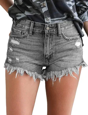 MODARANI Women's Cut Off Denim Jean Shorts Ripped Distressed