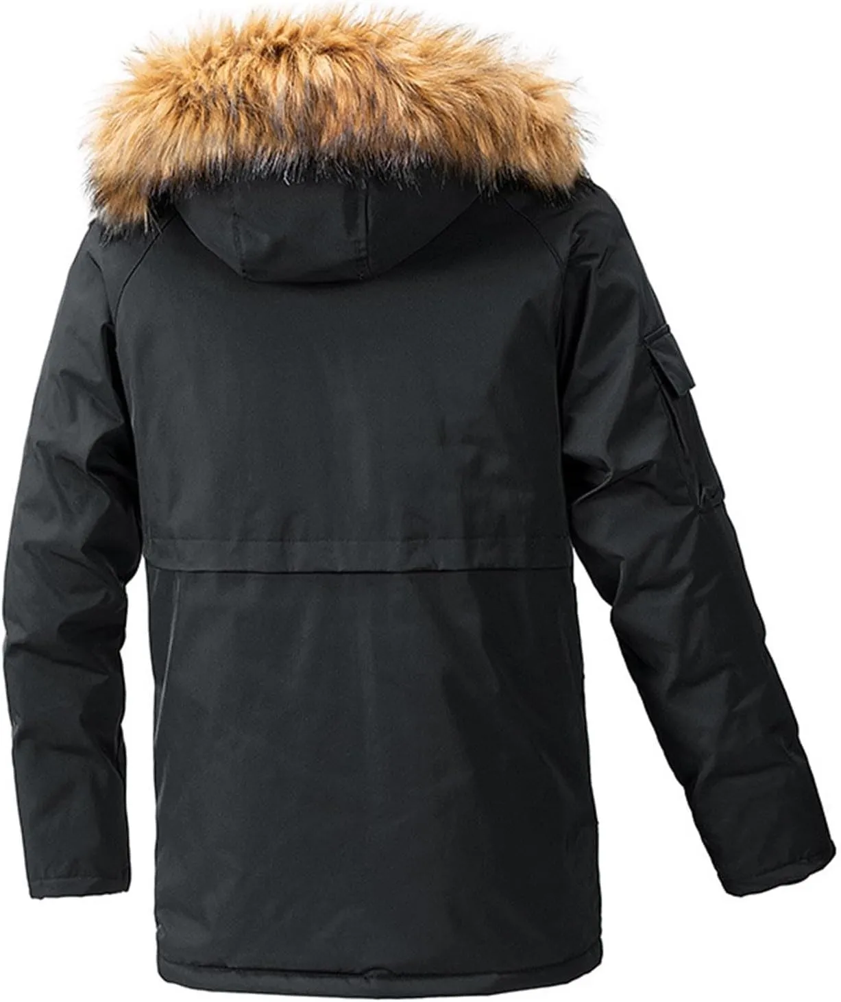 Muscularfit Men's Winter Thicken Coat Zip Up Warm Faux Fur Lined Padded Puffer Parka Jacket Coat with Faux Fur Removable Hood
