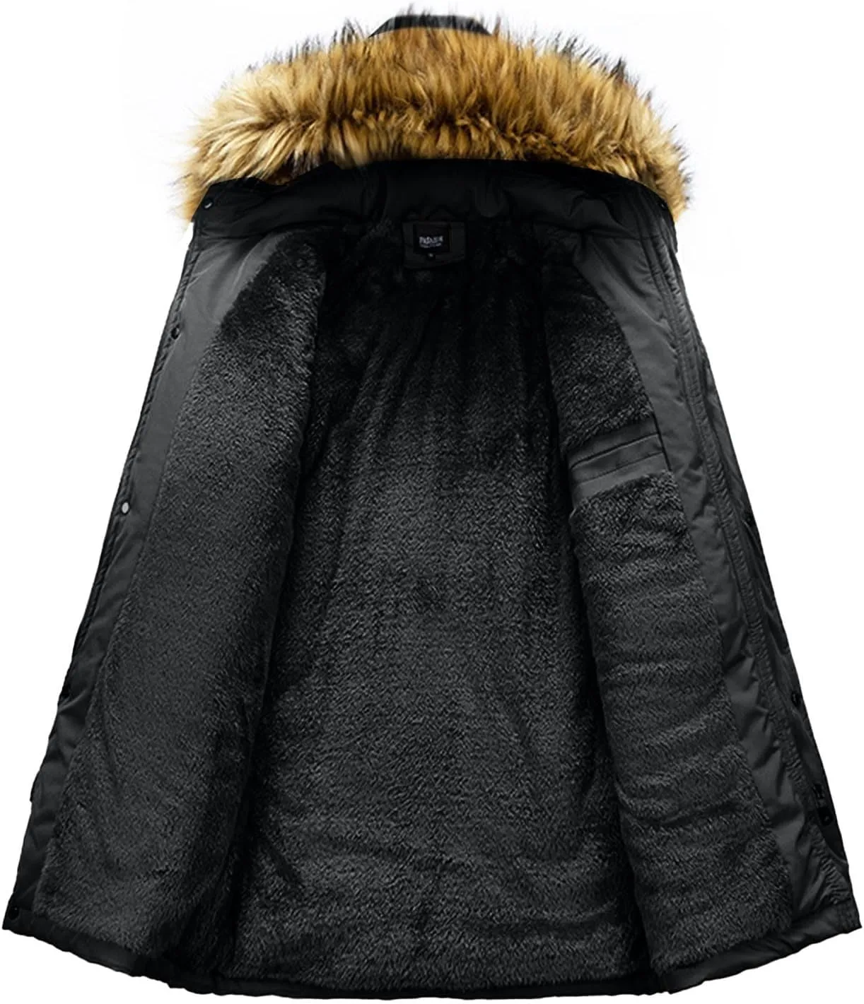 Muscularfit Men's Winter Thicken Coat Zip Up Warm Faux Fur Lined Padded Puffer Parka Jacket Coat with Faux Fur Removable Hood