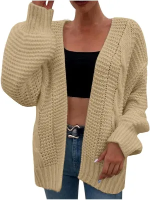Oversized Chunky Cardigans for Women Trendy Cable Knit Open Fornt Sweaters Casual Loose Long Sleeve Cardigan Sweaters