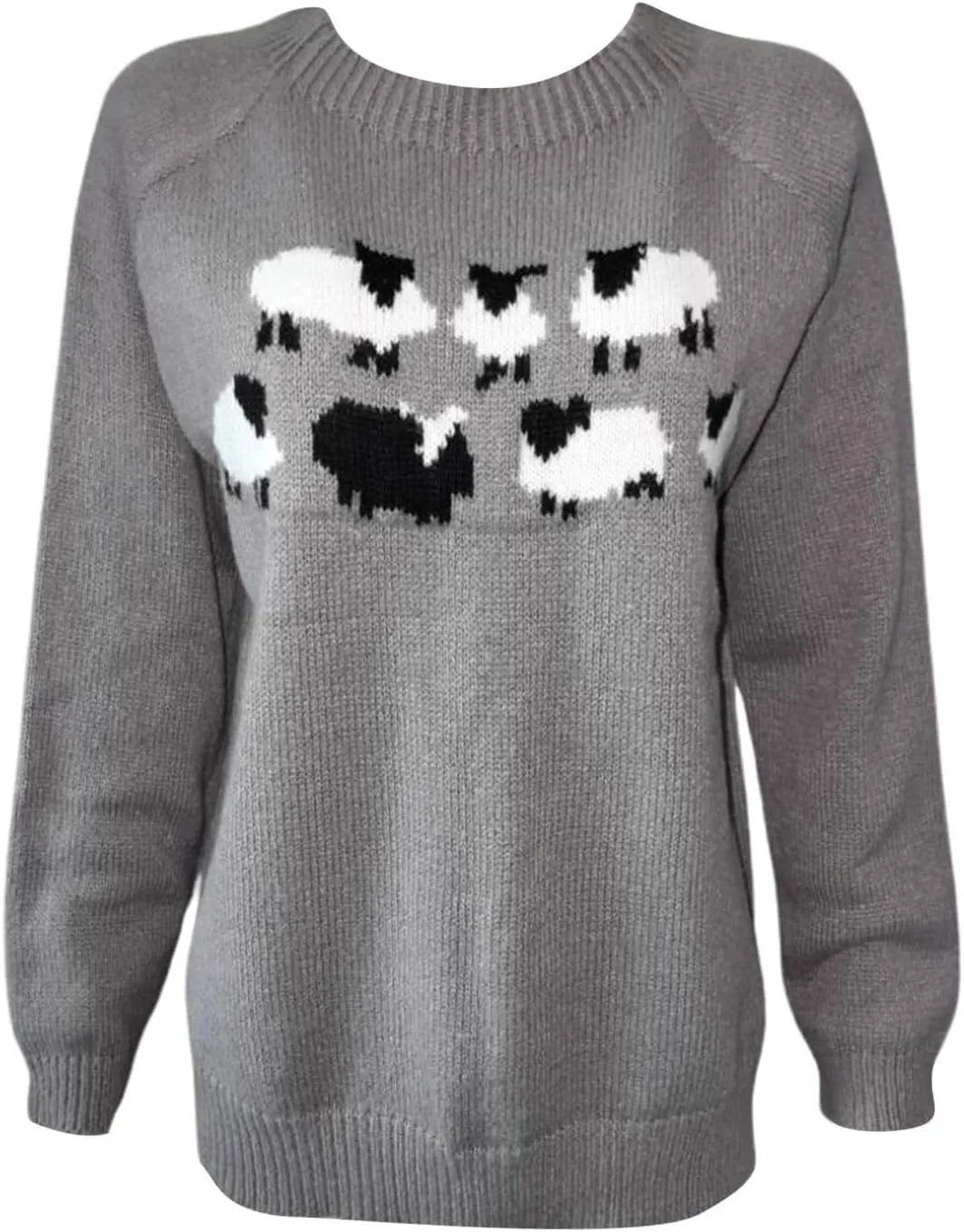 Oversized Sweaters for Women Round Neck Jacquard Long Sleeve Comfort Casual Loose Pullover Knitted Warm Tops