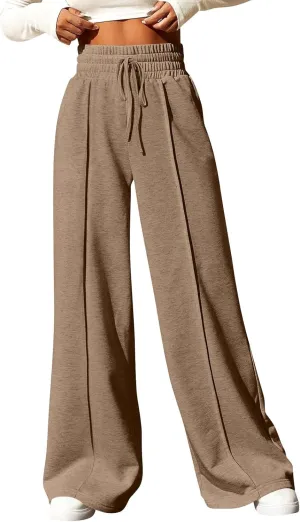 Oversized Sweatpants for Women Baggy Drawstring High Waisted Wide Leg Pants Casual Fleece Joggers with Pockets