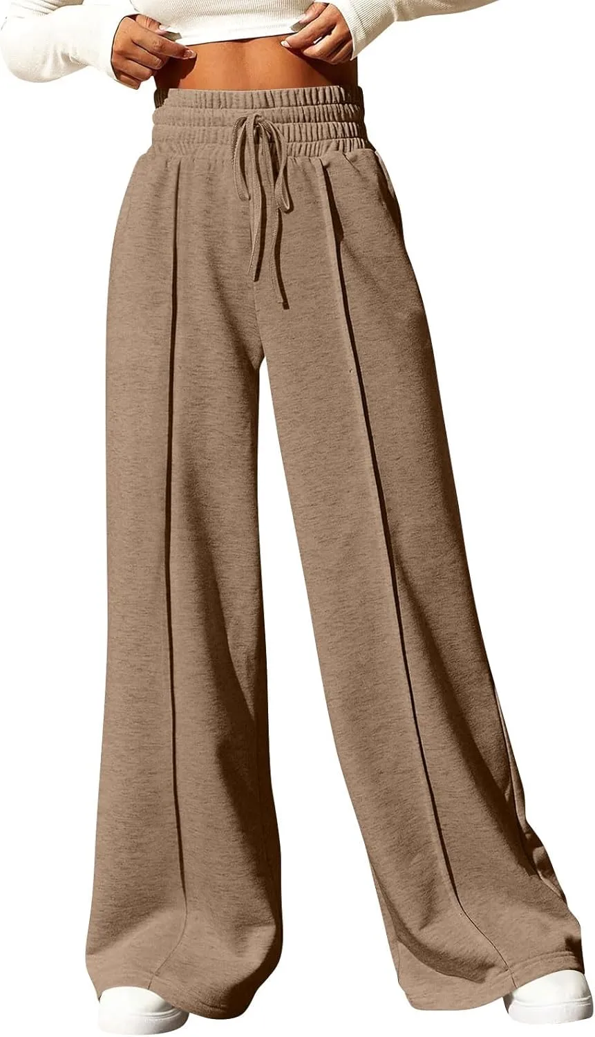 Oversized Sweatpants for Women Baggy Drawstring High Waisted Wide Leg Pants Casual Fleece Joggers with Pockets