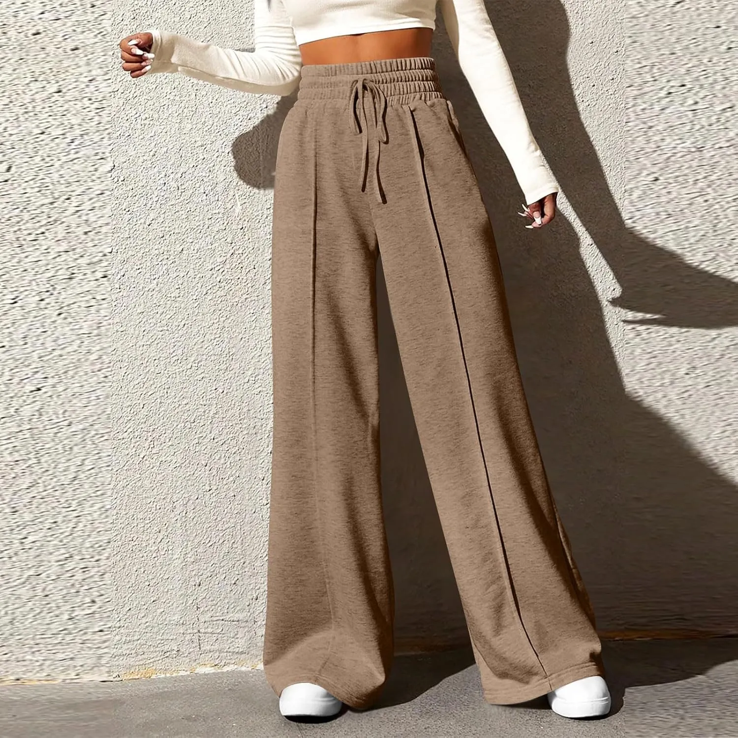 Oversized Sweatpants for Women Baggy Drawstring High Waisted Wide Leg Pants Casual Fleece Joggers with Pockets