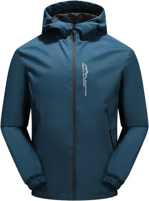Packable Rain Jacket for Men Hooded Lightweight Waterproof Rain Shell Jacket Raincoat Winter Mountain Jacket Shell Raincoat