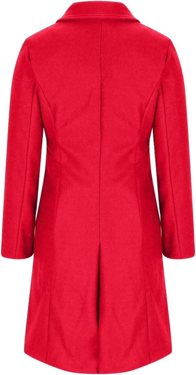 Pea Coats for Women Winter Coats Double Breasted Midi Long Coat Wool Blend Jackets Peacoat Trench Coat Fall Outerwear