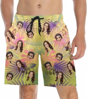 Personalized Beach Shorts for Men Custom Face Man Swimwear Swim Trunks Quick Dry Swim Shorts Print Beach Swimsuit for Men