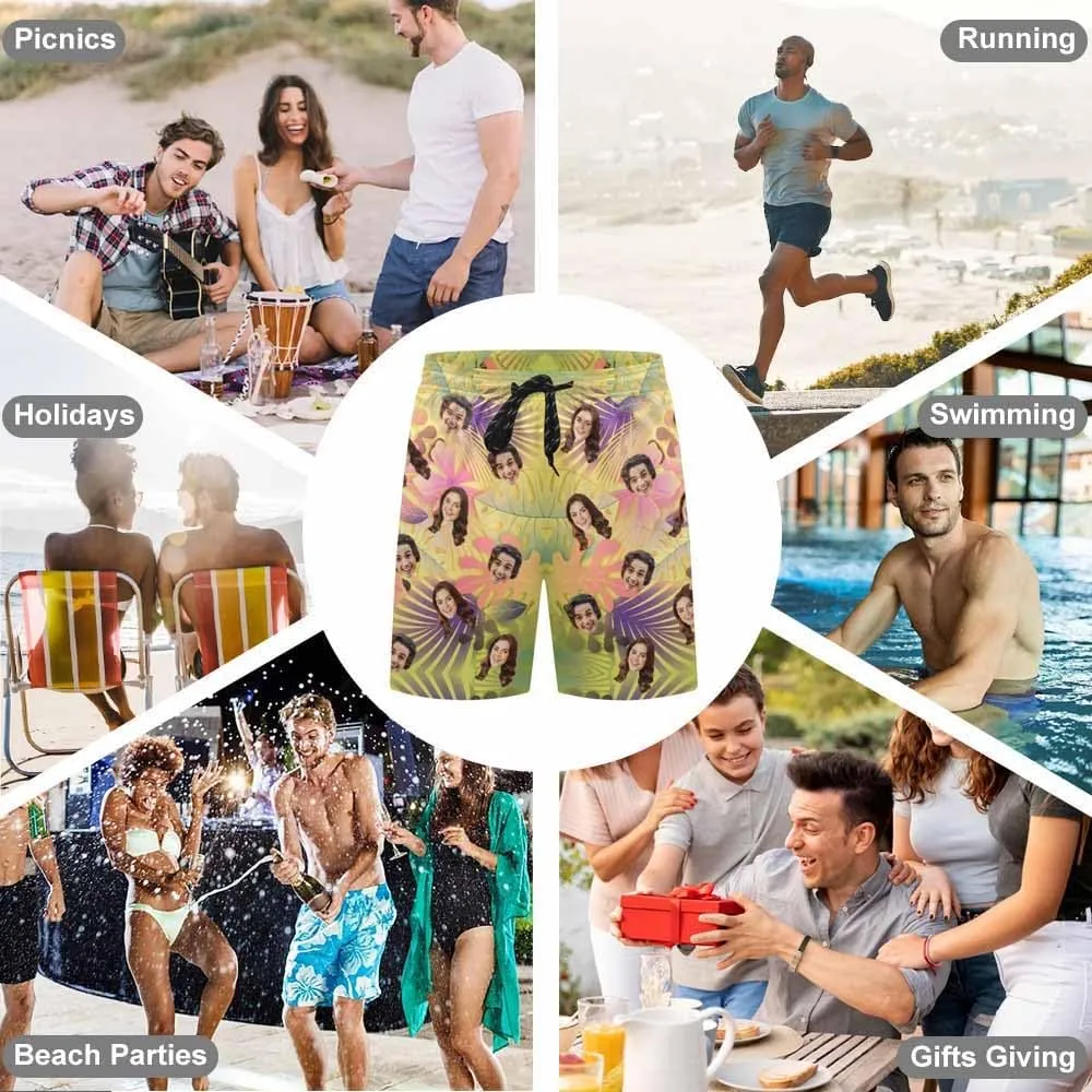 Personalized Beach Shorts for Men Custom Face Man Swimwear Swim Trunks Quick Dry Swim Shorts Print Beach Swimsuit for Men