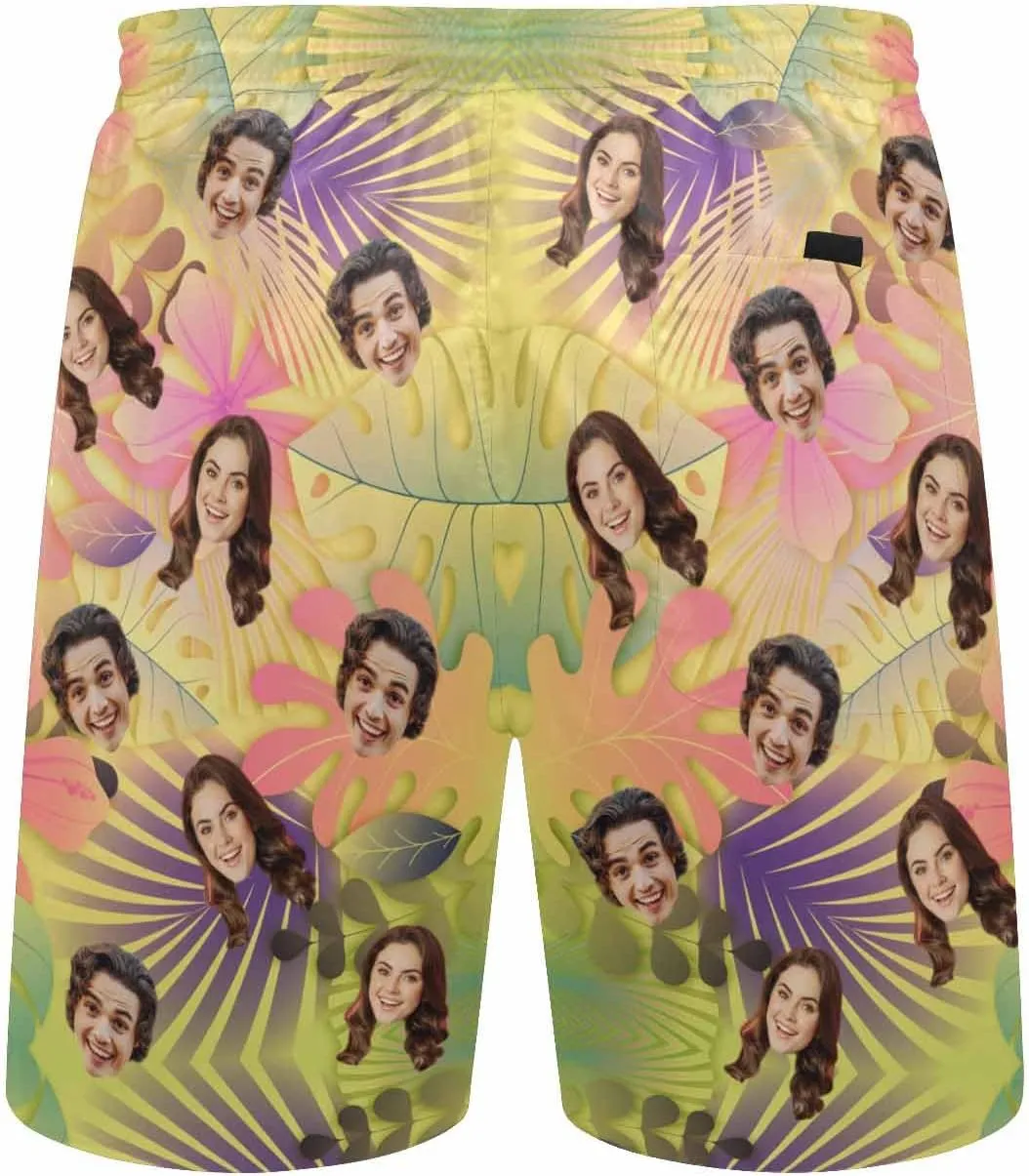 Personalized Beach Shorts for Men Custom Face Man Swimwear Swim Trunks Quick Dry Swim Shorts Print Beach Swimsuit for Men