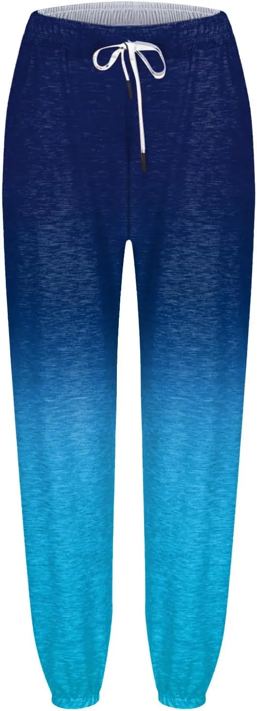 PTOLOCIF Women Casual Trousers Gradient Printed Leggings Sports Casual Sweatpants