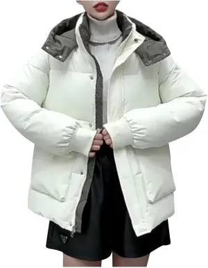 Quilted Jackets for Women Hooded Long Sleeve Puffer Jacket Fall Winter Warm Down Coats Outerwear with Pocket