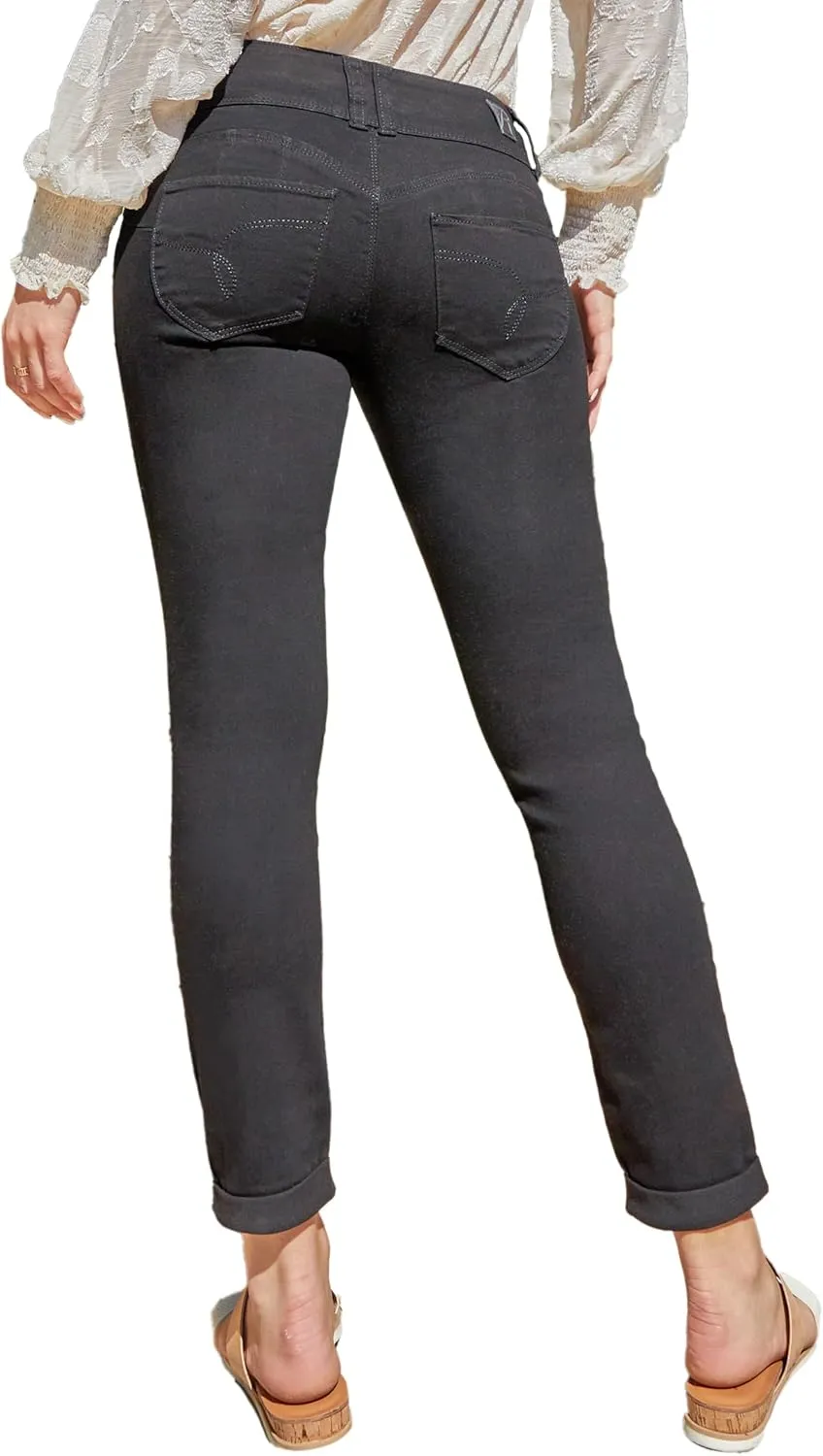 Royalty For Me Womens YMI Jeans Women's Wannabettabutt 3-Button Cuffed Denim Jean