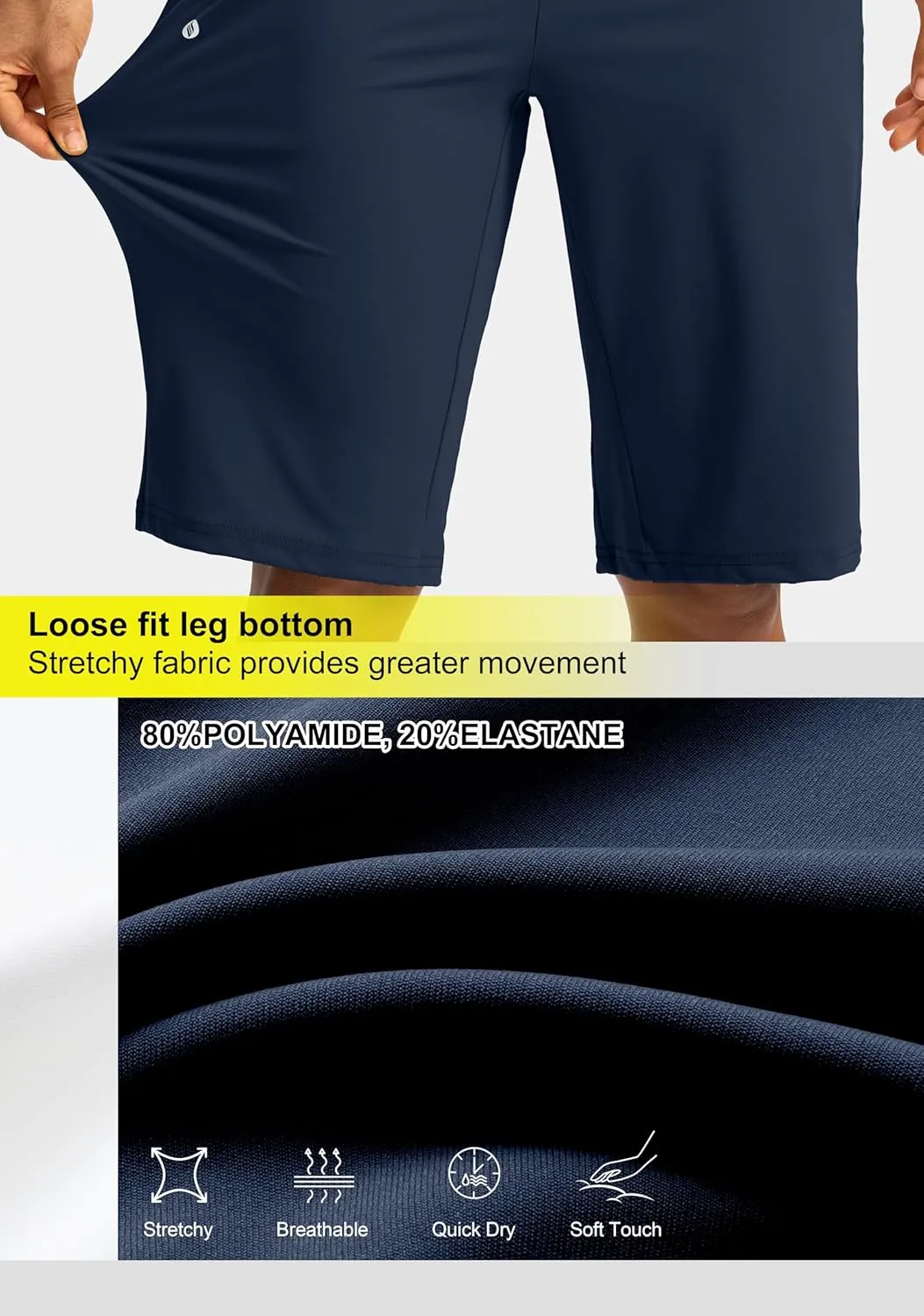 SANTINY Womens 12" Bermuda Shorts Knee Length with Pockets High Waisted Stretchy Casual Walking Long Shorts for Women