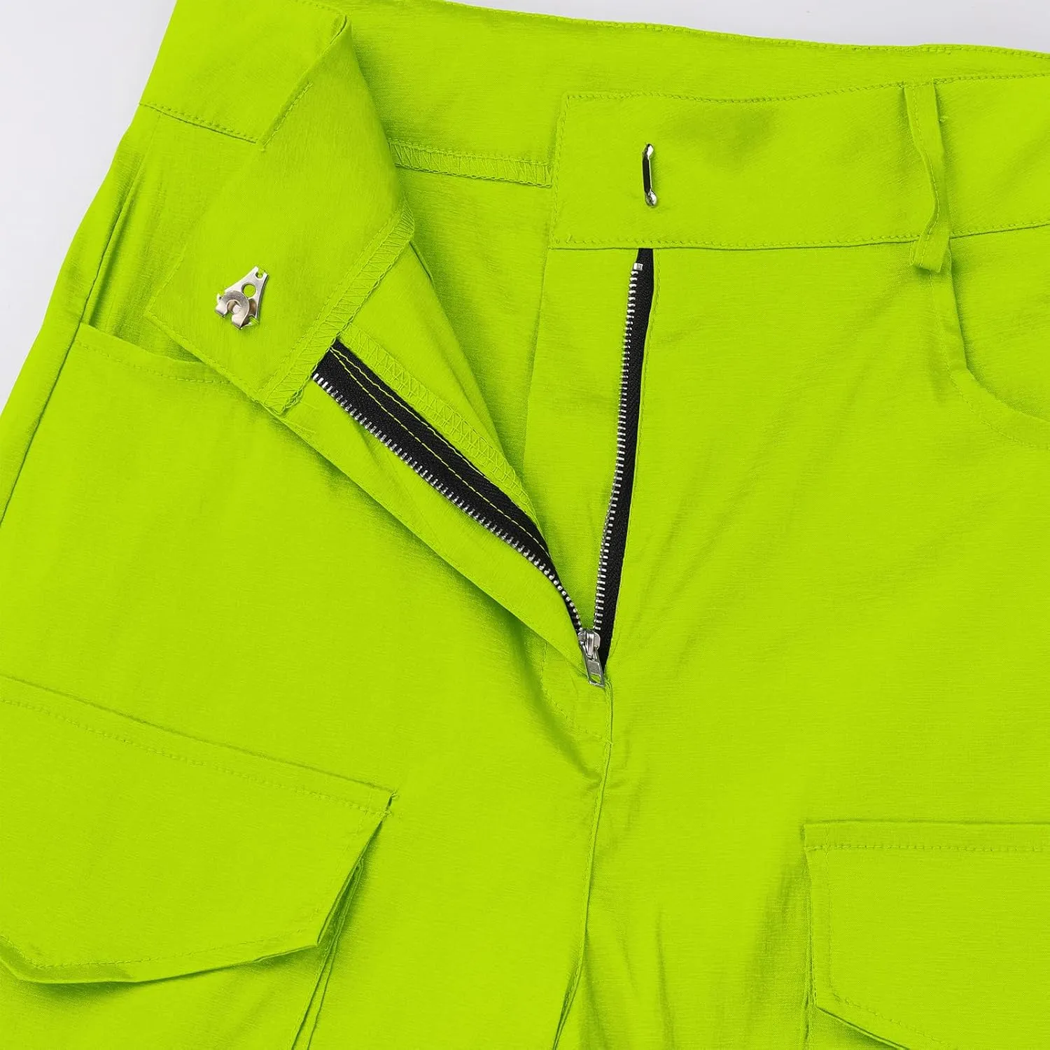 Satin Cargo Pants for Women Wide Leg Casual High Waisted Pants Multi Pockets Straight Y2K Trousers