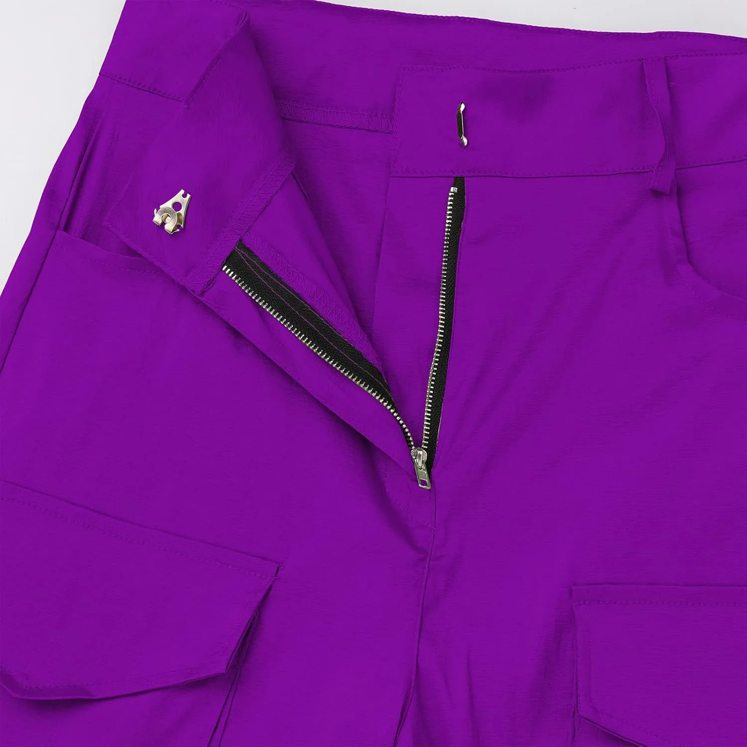 Satin Cargo Pants for Women Wide Leg Casual High Waisted Pants Multi Pockets Straight Y2K Trousers