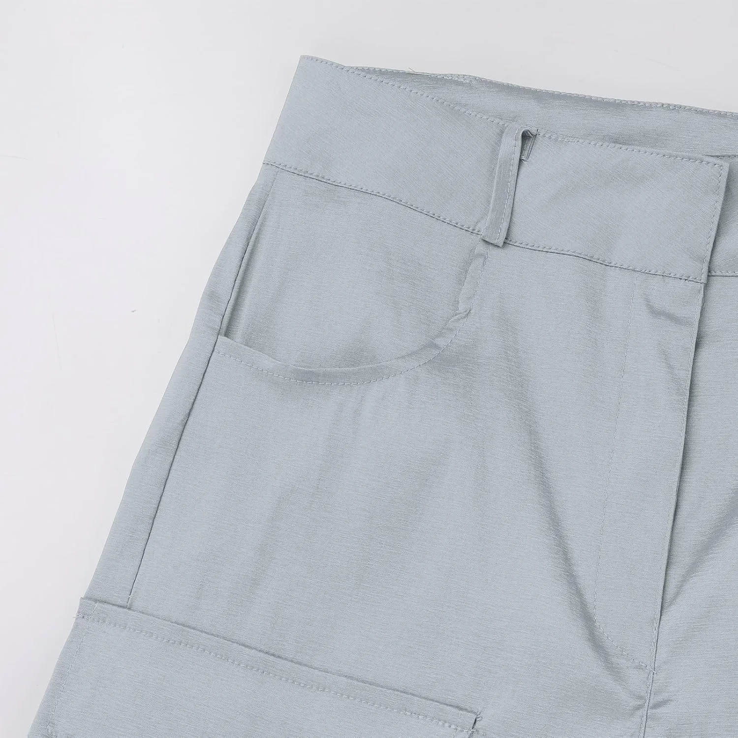 Satin Cargo Pants for Women Wide Leg Casual High Waisted Pants Multi Pockets Straight Y2K Trousers