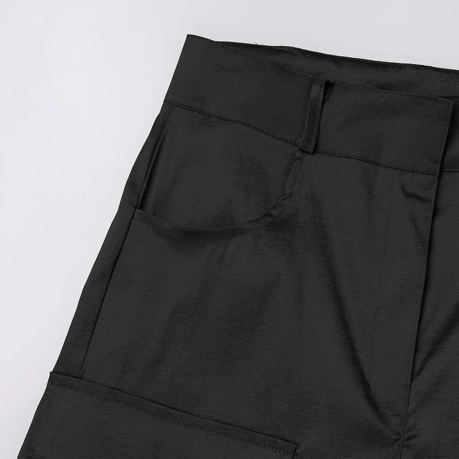Satin Cargo Pants for Women Wide Leg Casual High Waisted Pants Multi Pockets Straight Y2K Trousers