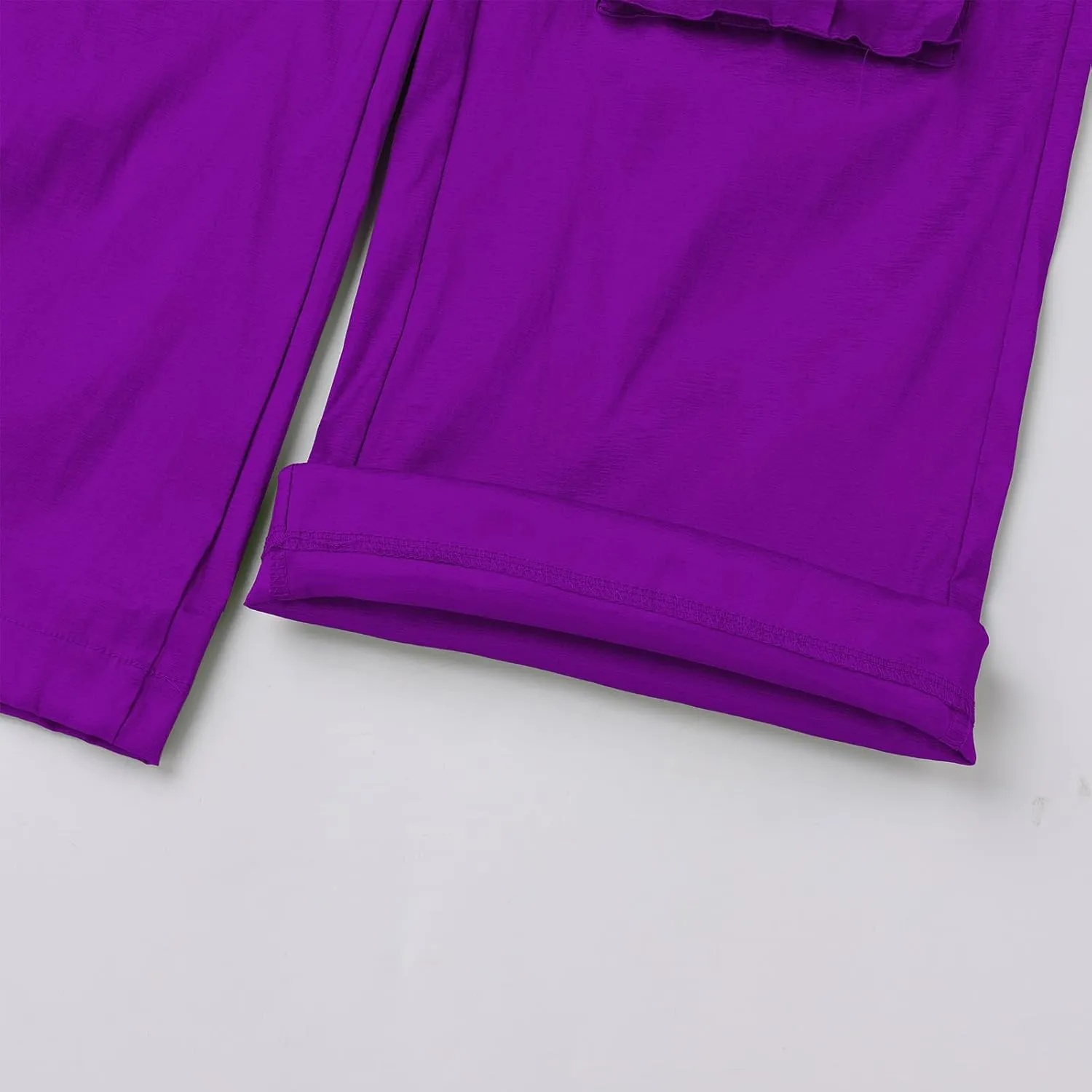 Satin Cargo Pants for Women Wide Leg Casual High Waisted Pants Multi Pockets Straight Y2K Trousers