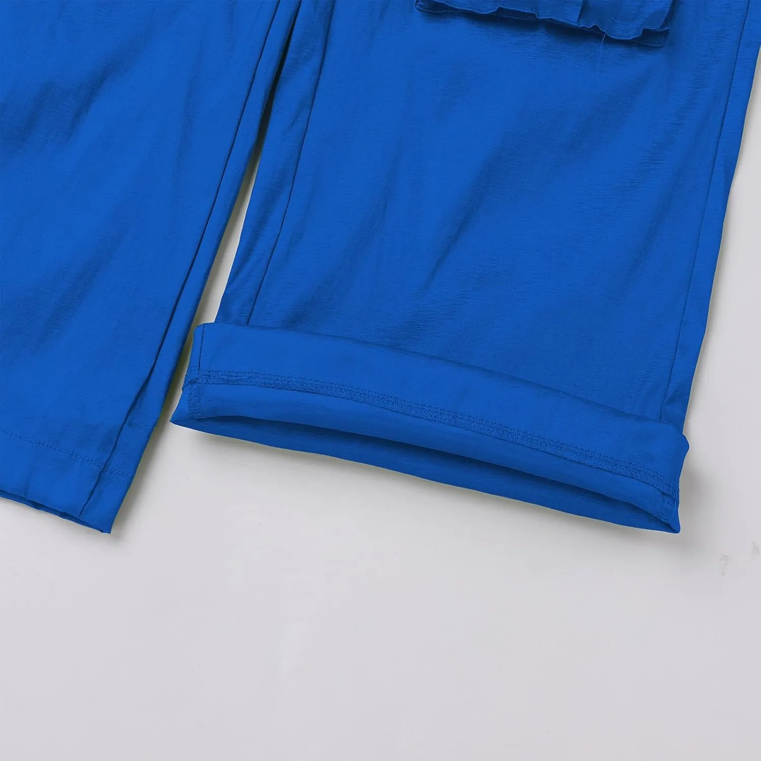 Satin Cargo Pants for Women Wide Leg Casual High Waisted Pants Multi Pockets Straight Y2K Trousers