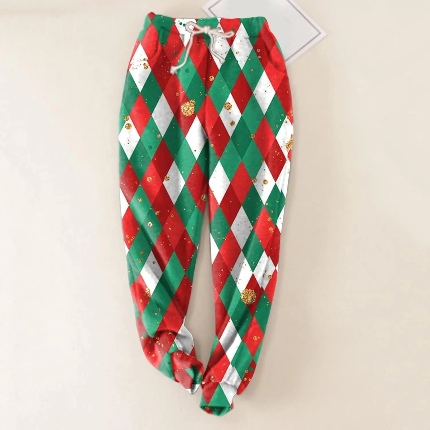 sdbrld Christmas Sweatpants Womens Winter Sherpa Fleece Lined Sweatpants Xmas Printed Drawstring Active Lounge Joggers Pants