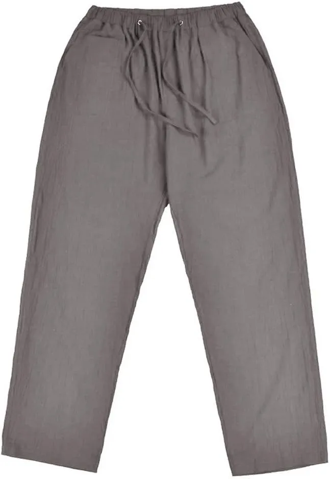 sdbrld Pants For Men Mens Stretchy Waist Pants Loose Fit Straight Legs Beach Pants Trendy Solid Cotton Overalls Pants