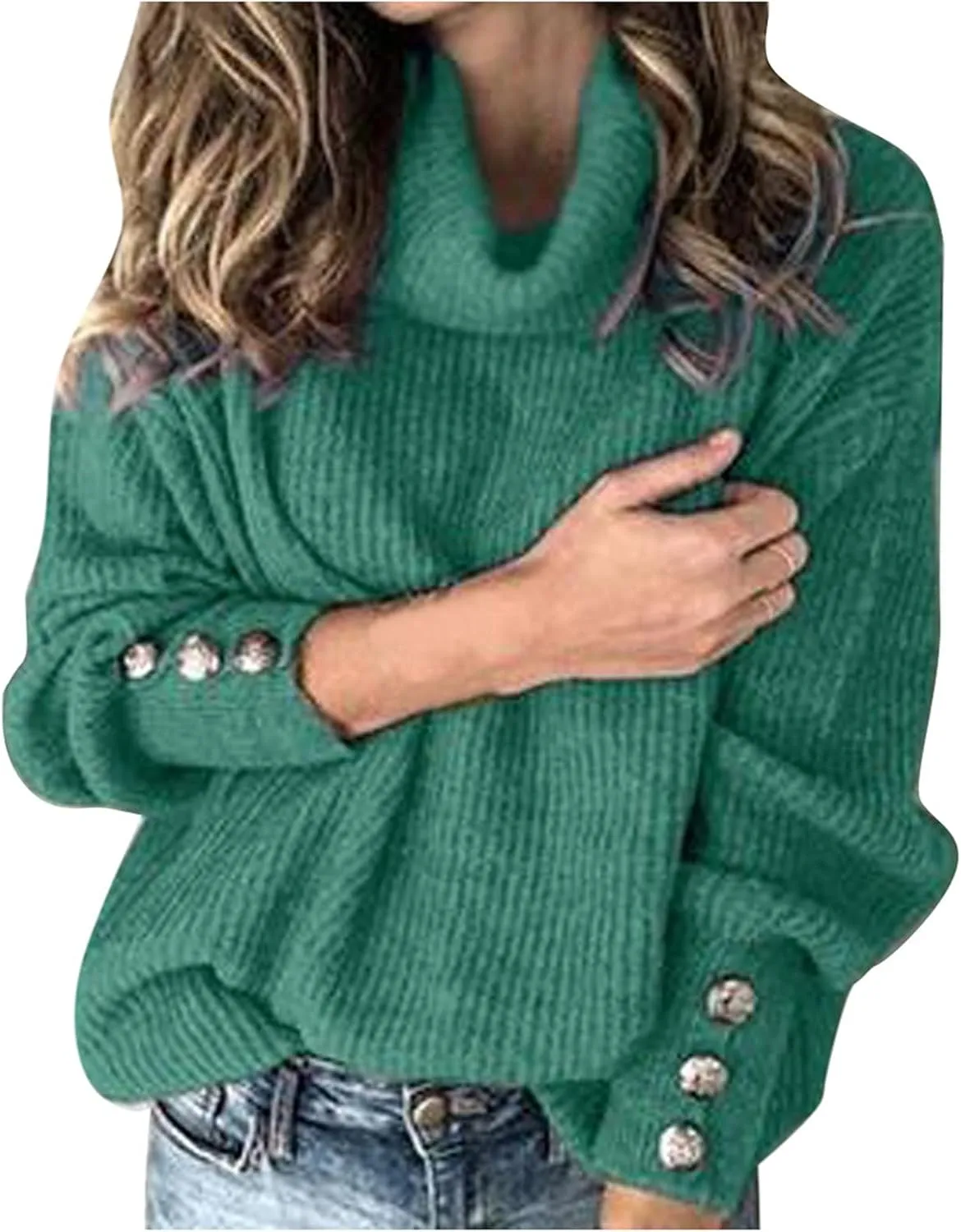 SHAOBGE Soft V Neck Sweater Fashionable Women's Bowknot Collar Solid Color Button Sleeve Knitted Casual Solid Color