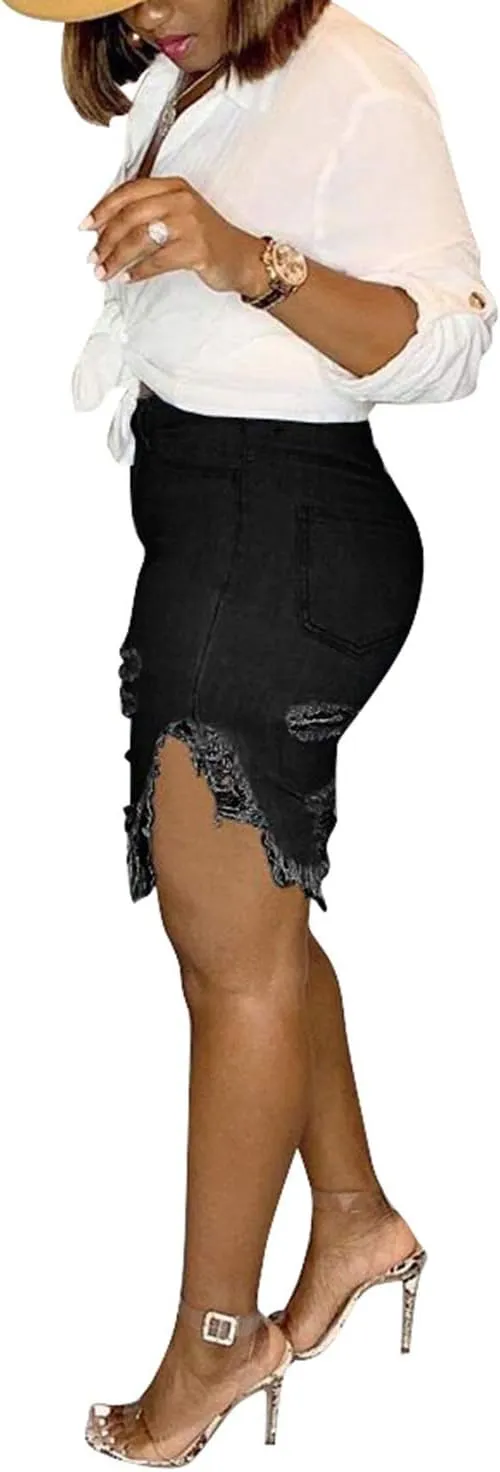SIAEAMRG High Waisted Womens Jean Shorts for Summer, Casual Summer Stretchy Frayed Raw Hem Teen Girls Denim Shorts