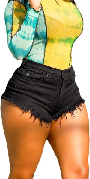 SIAEAMRG High Waisted Womens Jean Shorts for Summer, Casual Summer Stretchy Frayed Raw Hem Teen Girls Denim Shorts