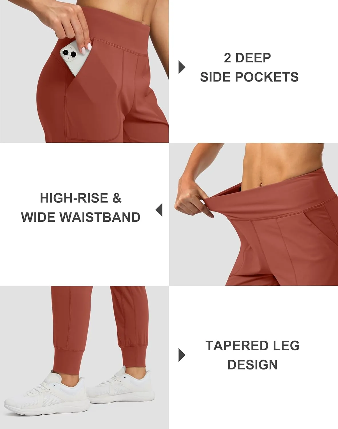 Soothfeel Women's Joggers with Zipper Pockets High Waisted Athletic Workout Yoga Pants Joggers for Women