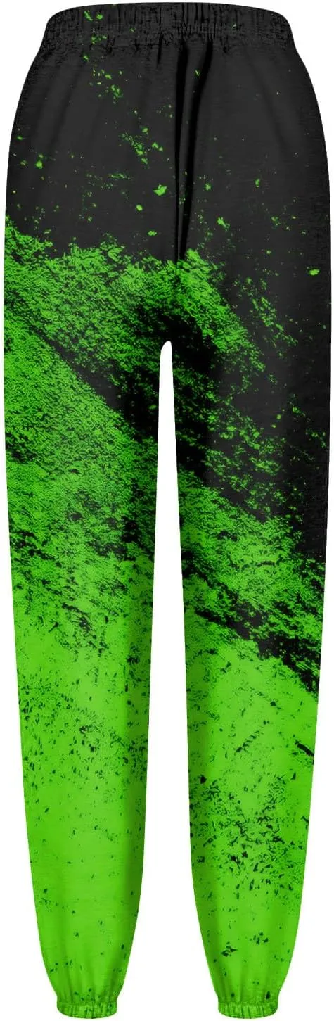 St. Patrick's Day Women Sweatpants Elastic Waist Scottish Loose Clover Breathable Printed Lounge Pants with Pockets