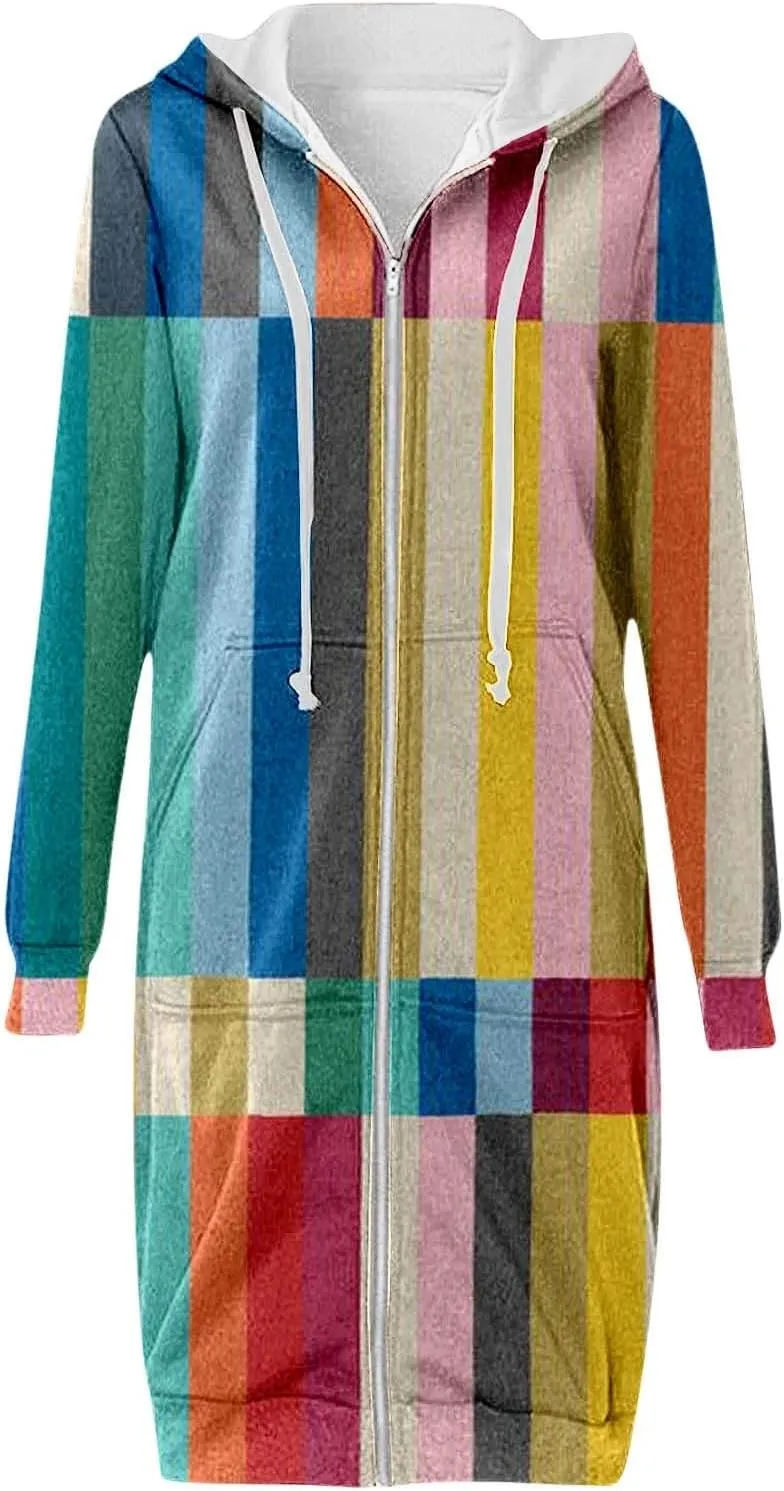 Sunward Hoodies for Women Full Zip up Fleece Sweatshirt Long Oversized Sweatshirts with Pockets Flattering Winter Clothes