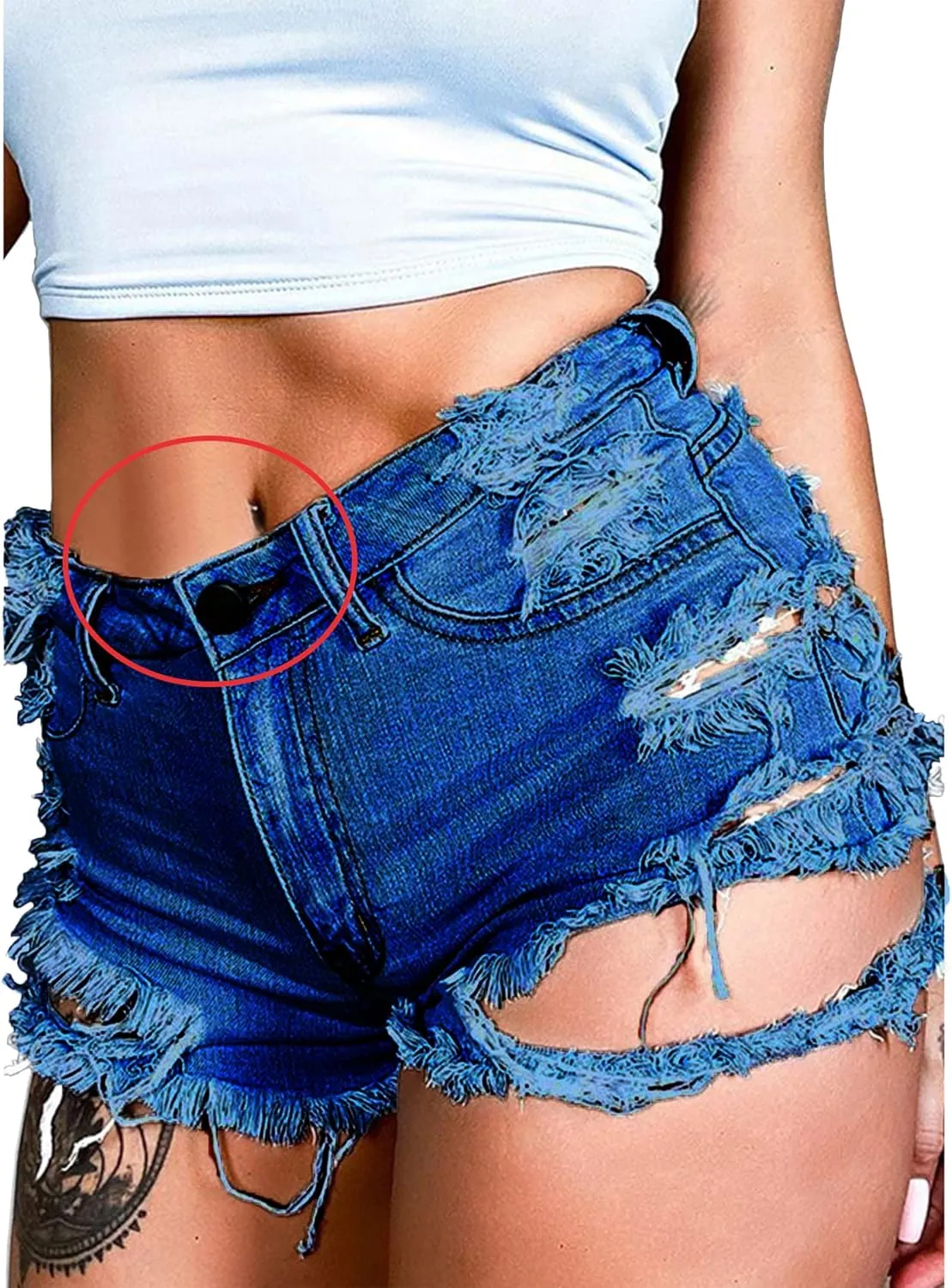 Susupeng Women Summer Irregular Waist Jean Shorts with Pockets Frayed Ripped Holes Cute Sexy Hot Mini Denim Shorts