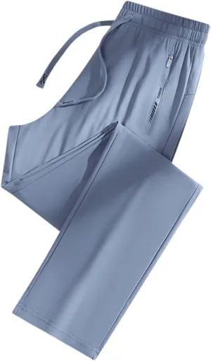 Sweatpants for Men Casual Breathable Elastic Loose Ice Silk Straight Leg Men Joggers Pants