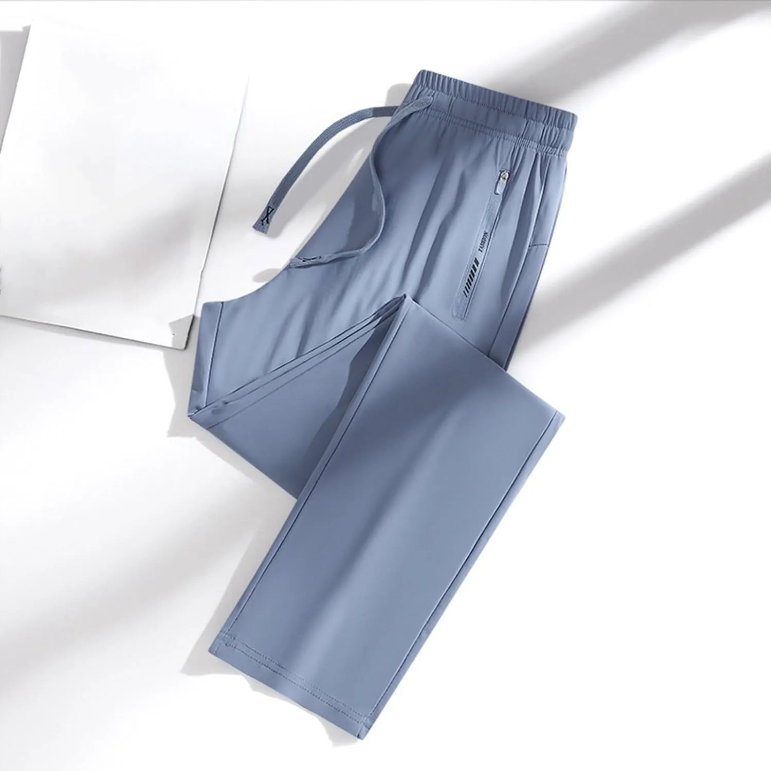 Sweatpants for Men Casual Breathable Elastic Loose Ice Silk Straight Leg Men Joggers Pants