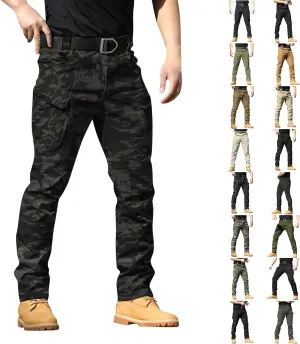Tactical Pants for Men Waterproof Straight Leg Lightweight Cargo Pants Hiking Baggy Cargo Pants with Pockets