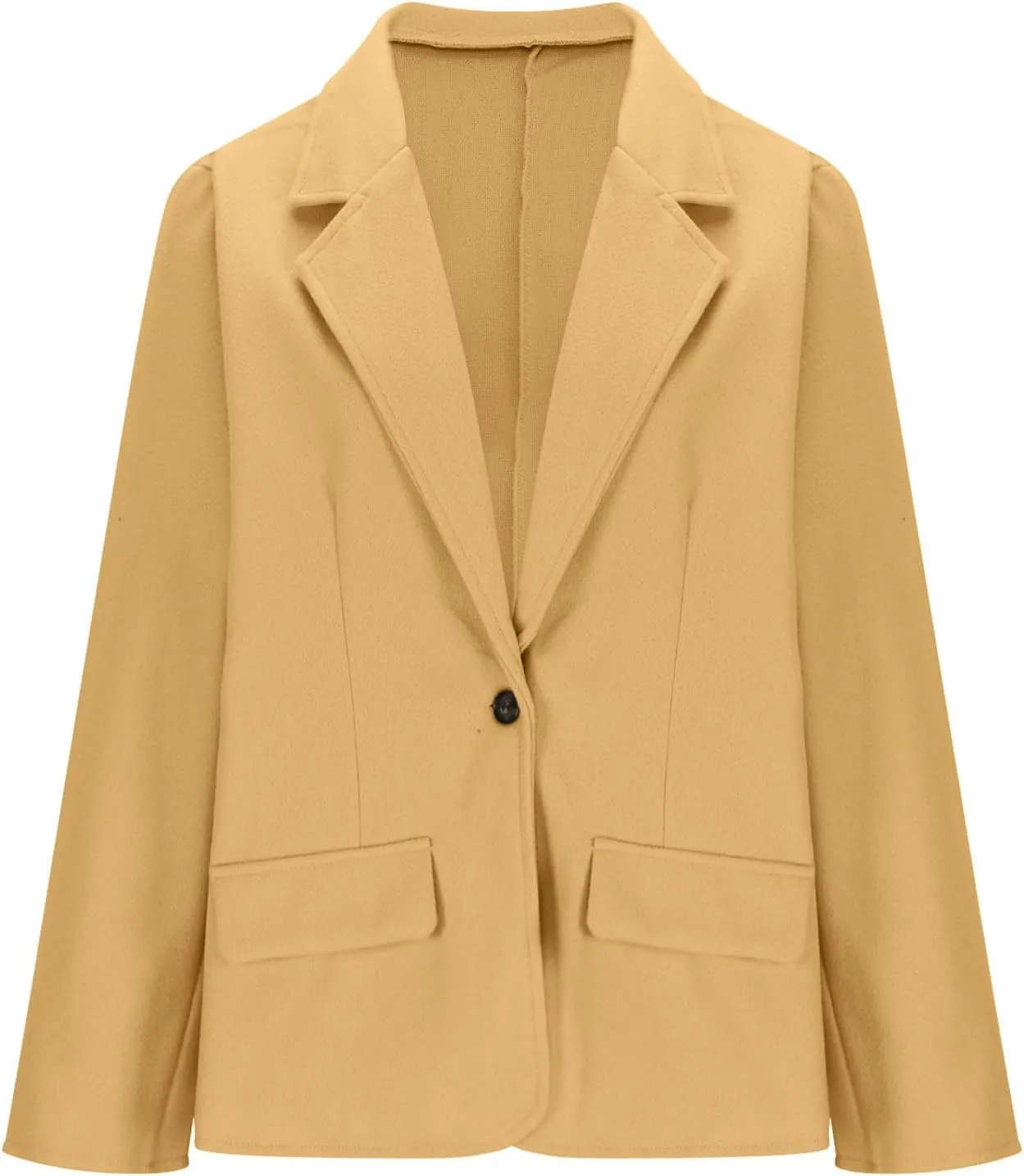 TANGNADE Women's Warm Coats Lapel Wool Coat Single Button Pea Coats Winter Wool Blend Blazer Jacket Trench Coat Outwear