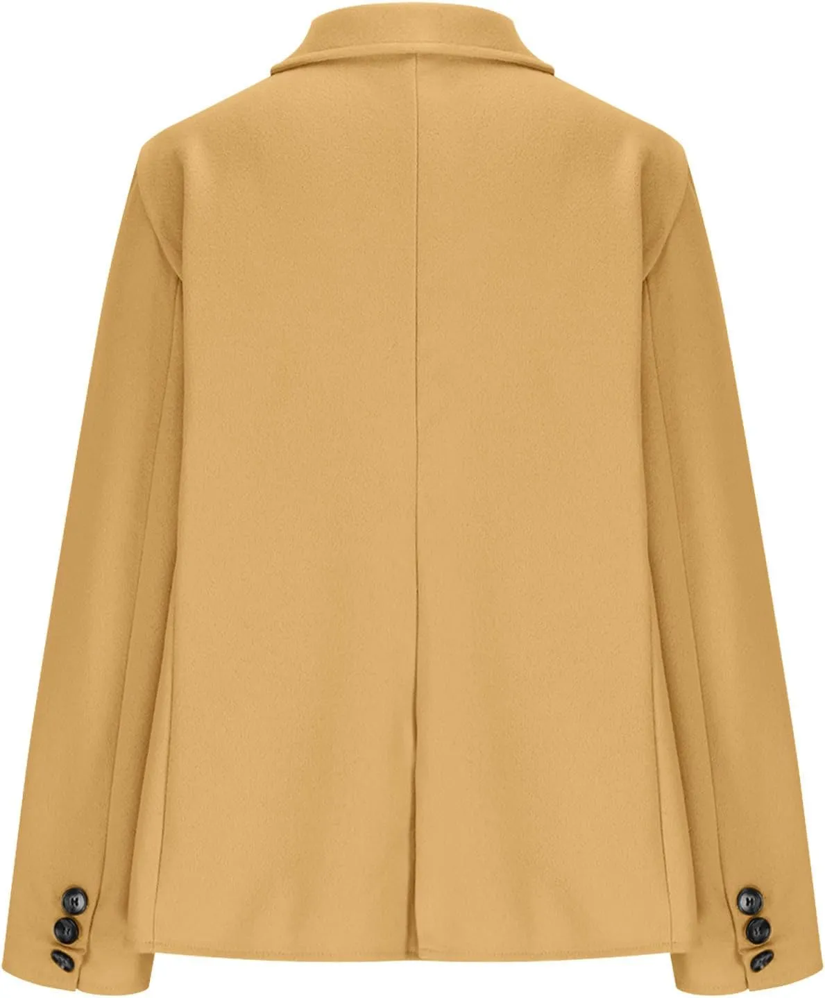 TANGNADE Women's Warm Coats Lapel Wool Coat Single Button Pea Coats Winter Wool Blend Blazer Jacket Trench Coat Outwear