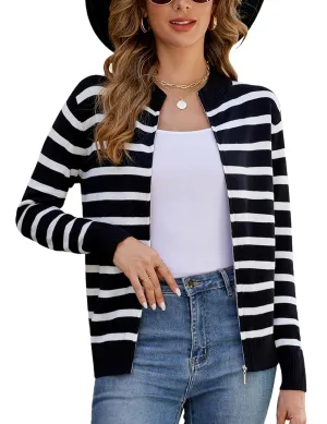 Totatuit Womens Long Sleeve Knitted Zip Up Sweater Cardigans Sweaters Lightweight Zipper Sweatshirts Jacket