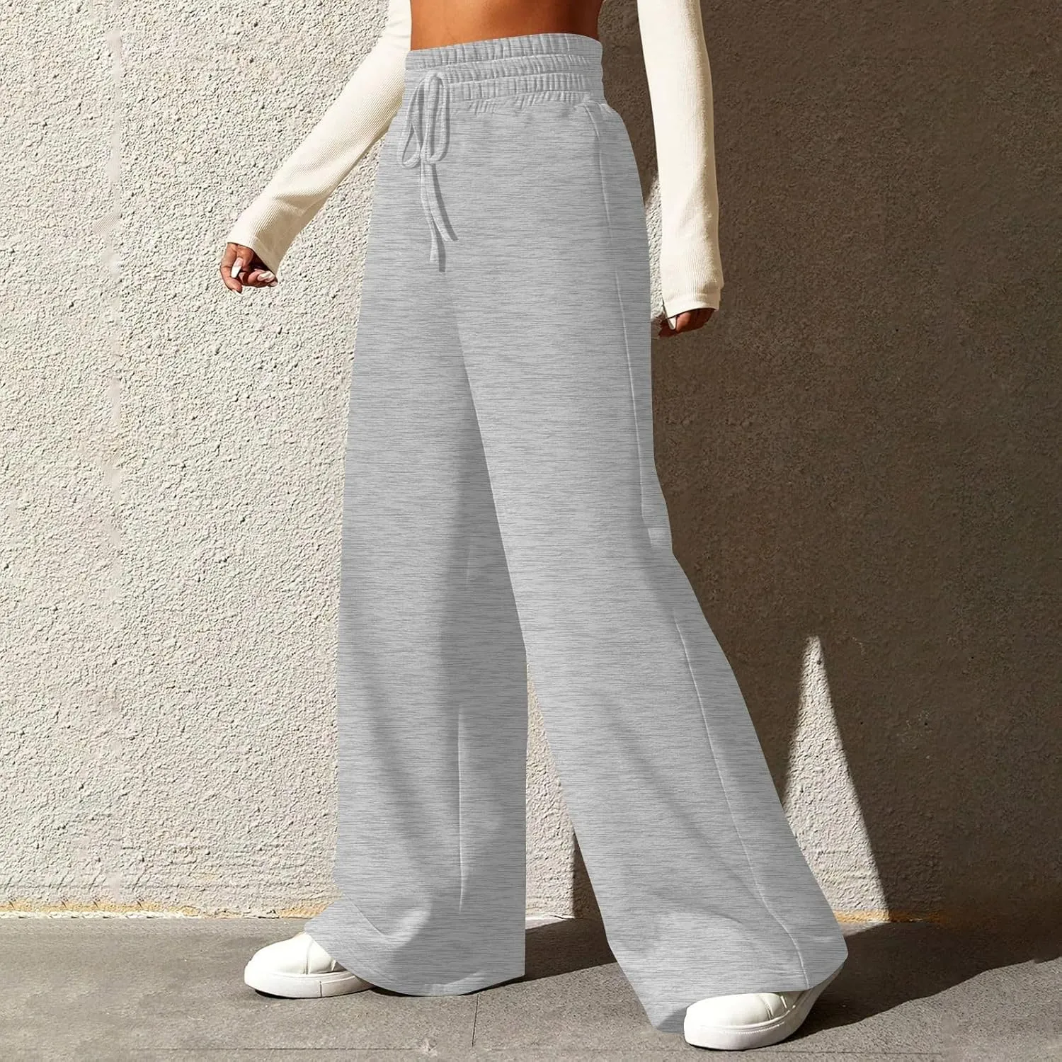 Track Pants for Women Drawstring High Waisted Baggy Sweatpants Casual Heavyweight Fleece Lounge Pants with Pockets