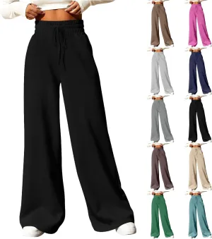 Track Pants for Women Drawstring High Waisted Baggy Sweatpants Casual Heavyweight Fleece Lounge Pants with Pockets