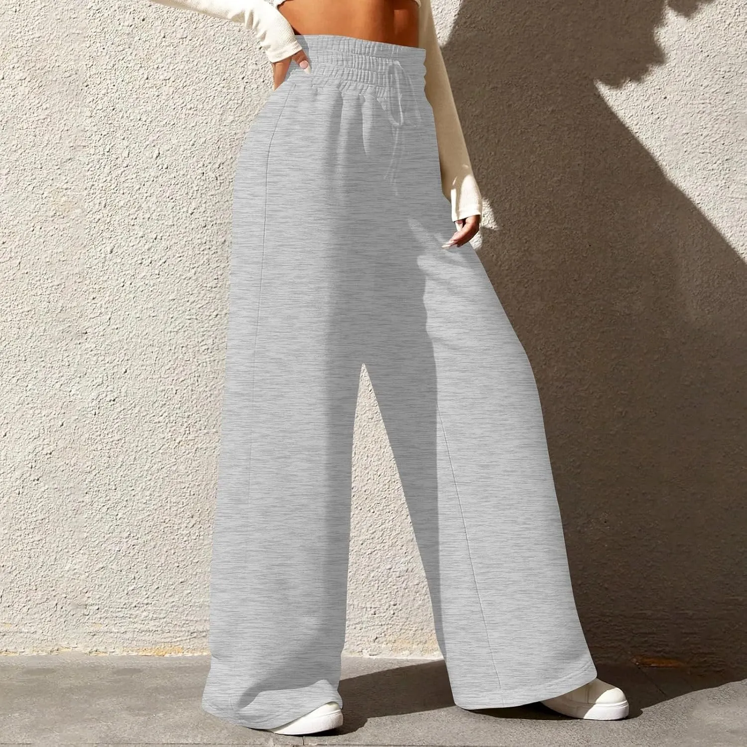 Track Pants for Women Drawstring High Waisted Baggy Sweatpants Casual Heavyweight Fleece Lounge Pants with Pockets