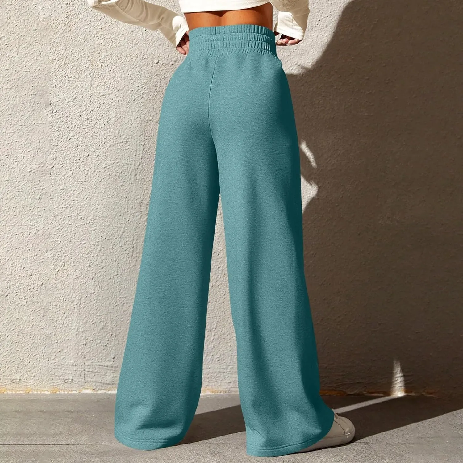 Track Pants for Women Drawstring High Waisted Baggy Sweatpants Casual Heavyweight Fleece Lounge Pants with Pockets