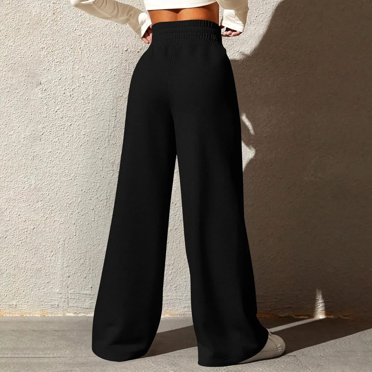 Track Pants for Women Drawstring High Waisted Baggy Sweatpants Casual Heavyweight Fleece Lounge Pants with Pockets