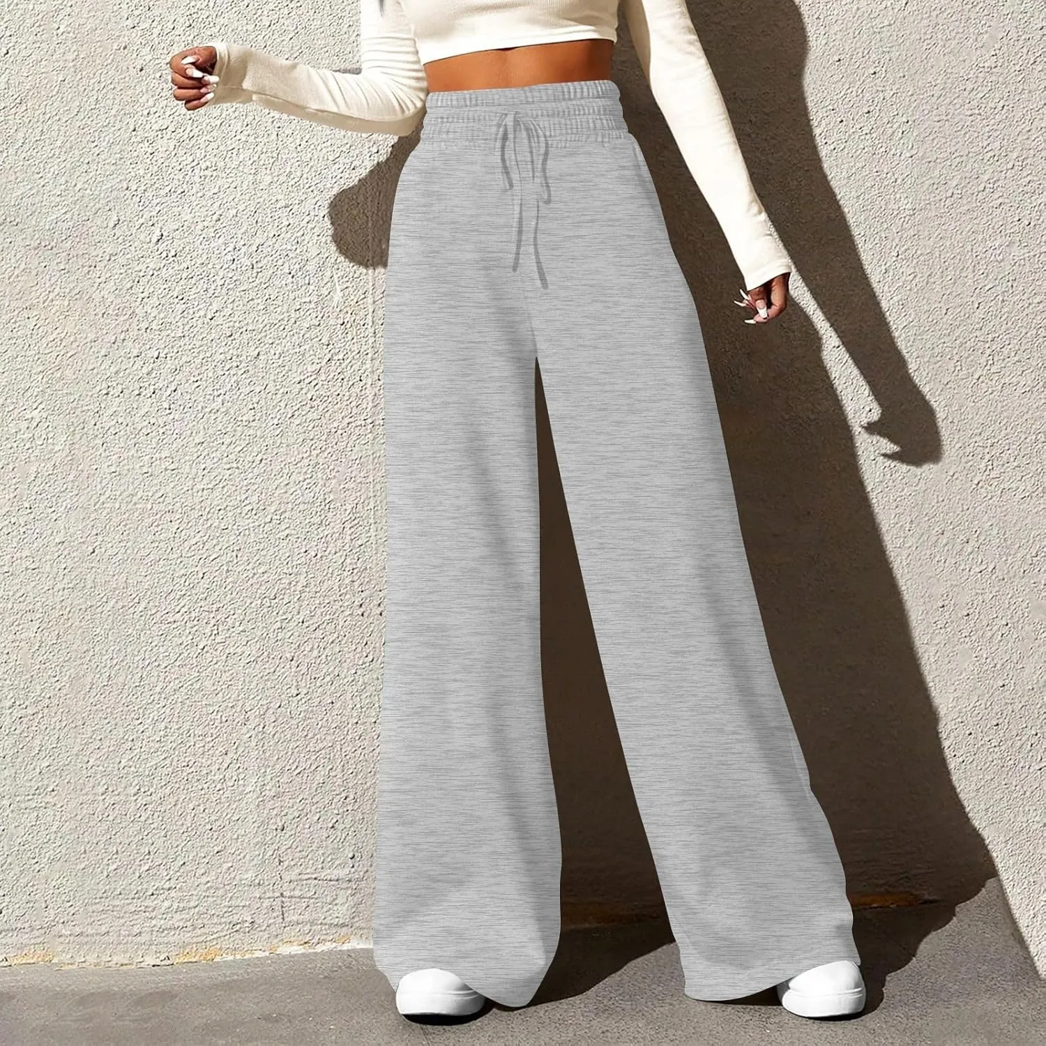 Track Pants for Women Drawstring High Waisted Baggy Sweatpants Casual Heavyweight Fleece Lounge Pants with Pockets