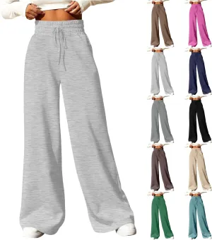 Track Pants for Women Drawstring High Waisted Baggy Sweatpants Casual Heavyweight Fleece Lounge Pants with Pockets